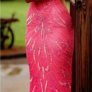 Elegant Pink Beaded Dress